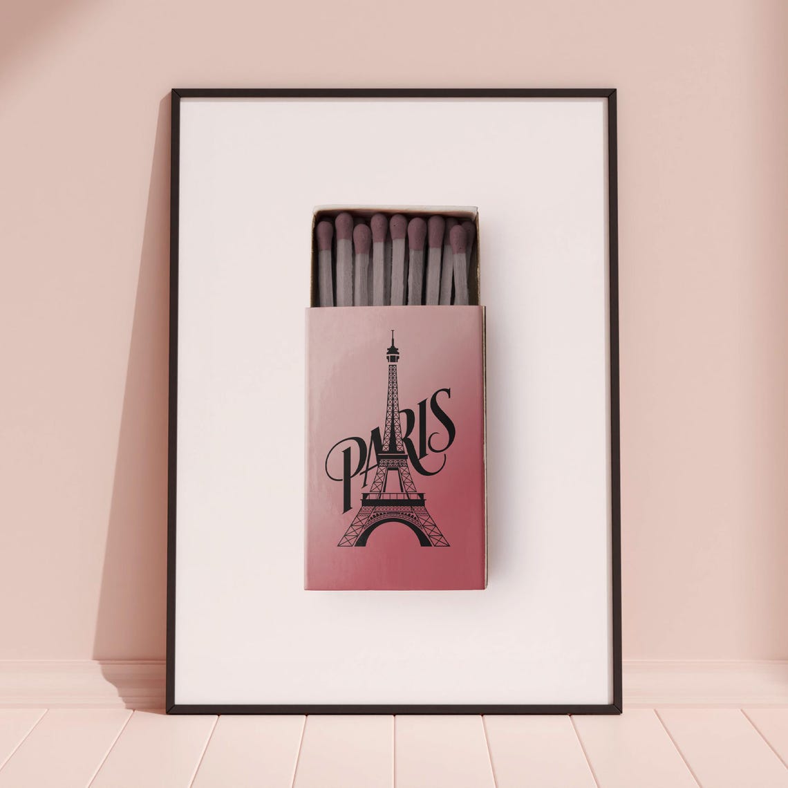 Paris Matchbox Eiffel Tower Pink France Vintage Travel Art Poster - Image 3