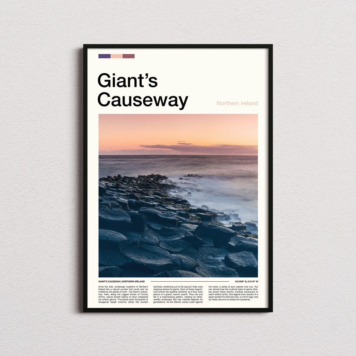 Giant's Causeway Northern Ireland Basalt Columns Sunset Coast Poster