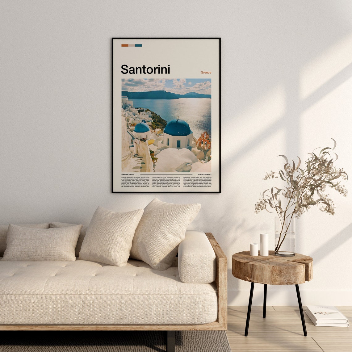 Santorini Greece Blue Dome Churches Aegean Caldera View Poster - Image 2