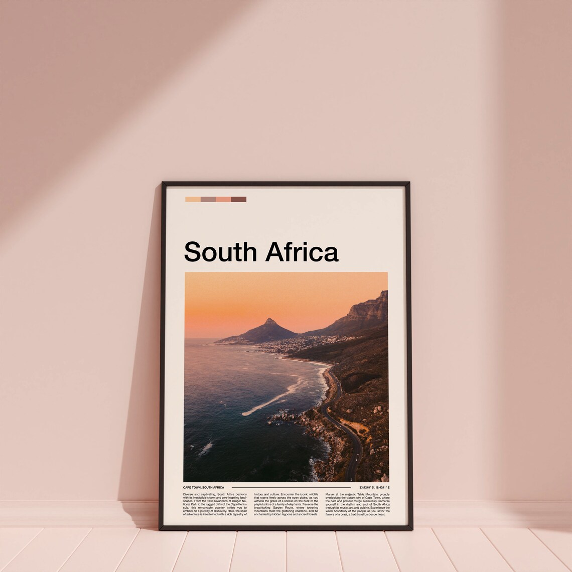 South Africa Cape Town Coast Road Sunset Ocean View Travel Poster - Image 3