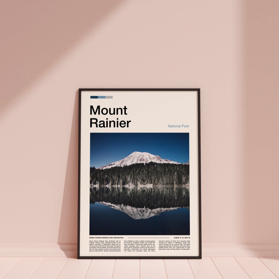Mount Rainier Washington Snowy Summit Lake Mirror Photo Poster - Image 4