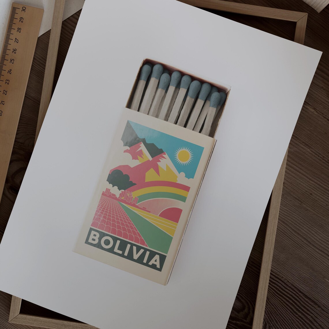 Bolivia Matchbox Retro Colorful Andes Mountain Travel Art Poster - Image 2