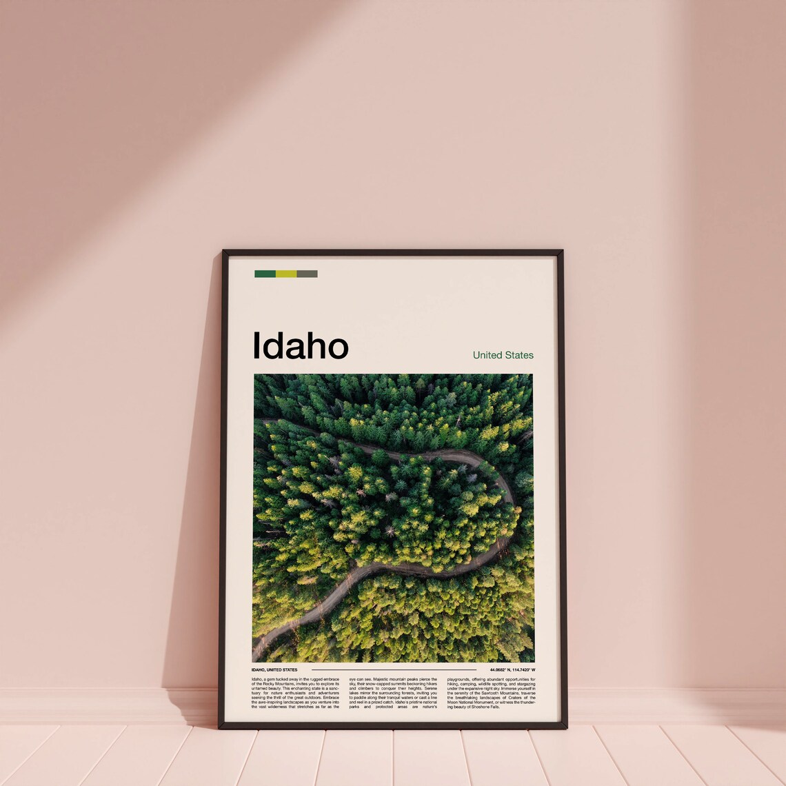 Idaho Aerial Pine Forest Winding Road Nature Minimal Travel Poster - Image 4