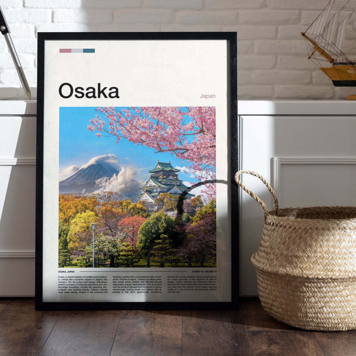 Osaka Japan Castle Cherry Blossoms With Mount Fuji View Poster - Image 5