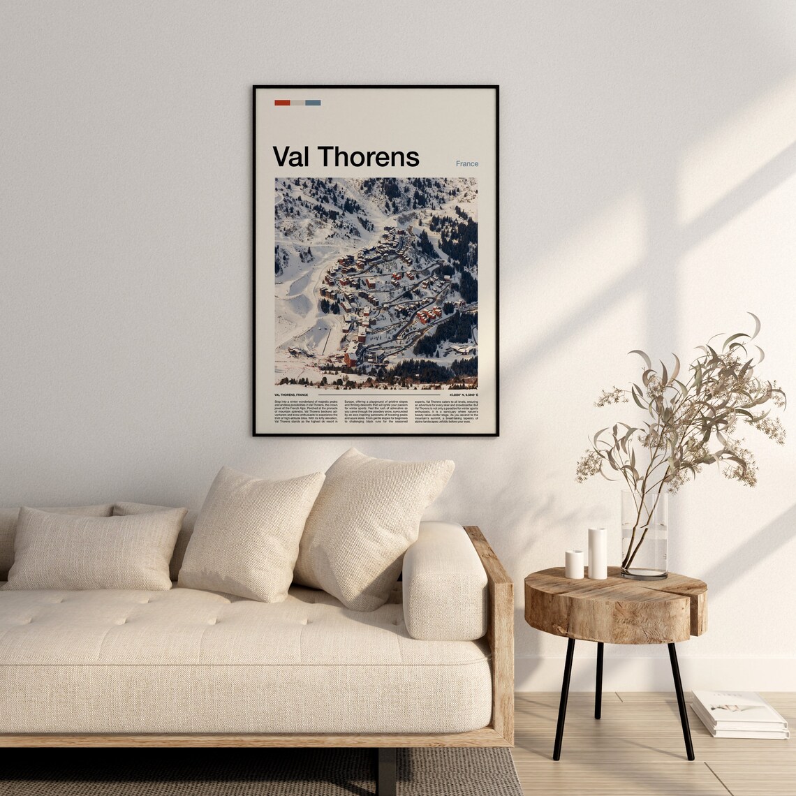 Val Thorens France Alpine Ski Village Aerial Snowy Valley Poster - Image 3