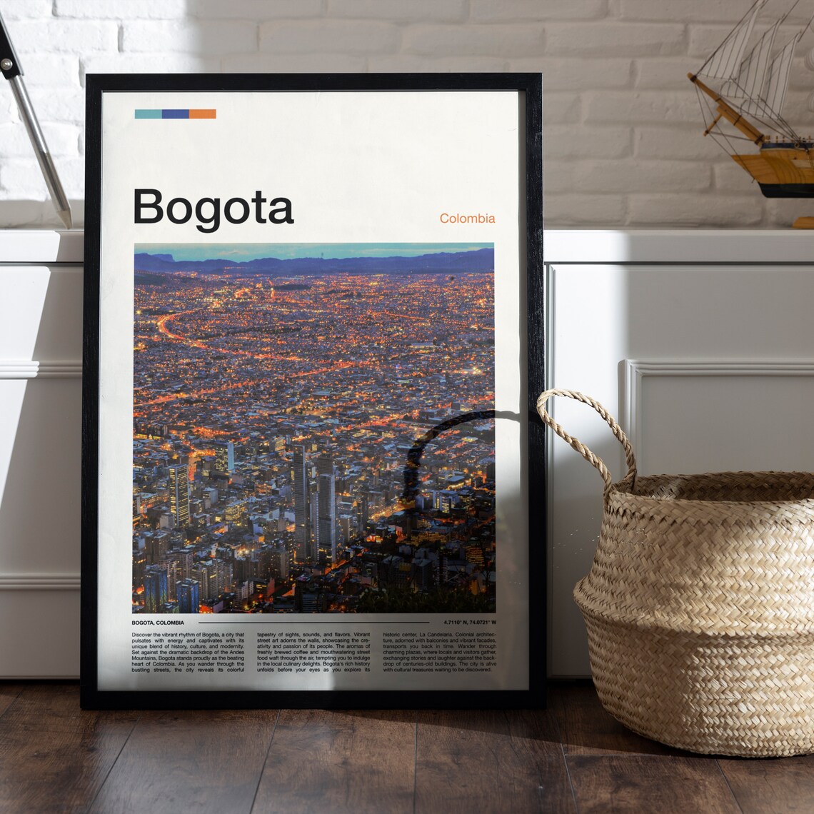 Bogota Colombia Night City Lights Panorama Aerial View Poster - Image 5