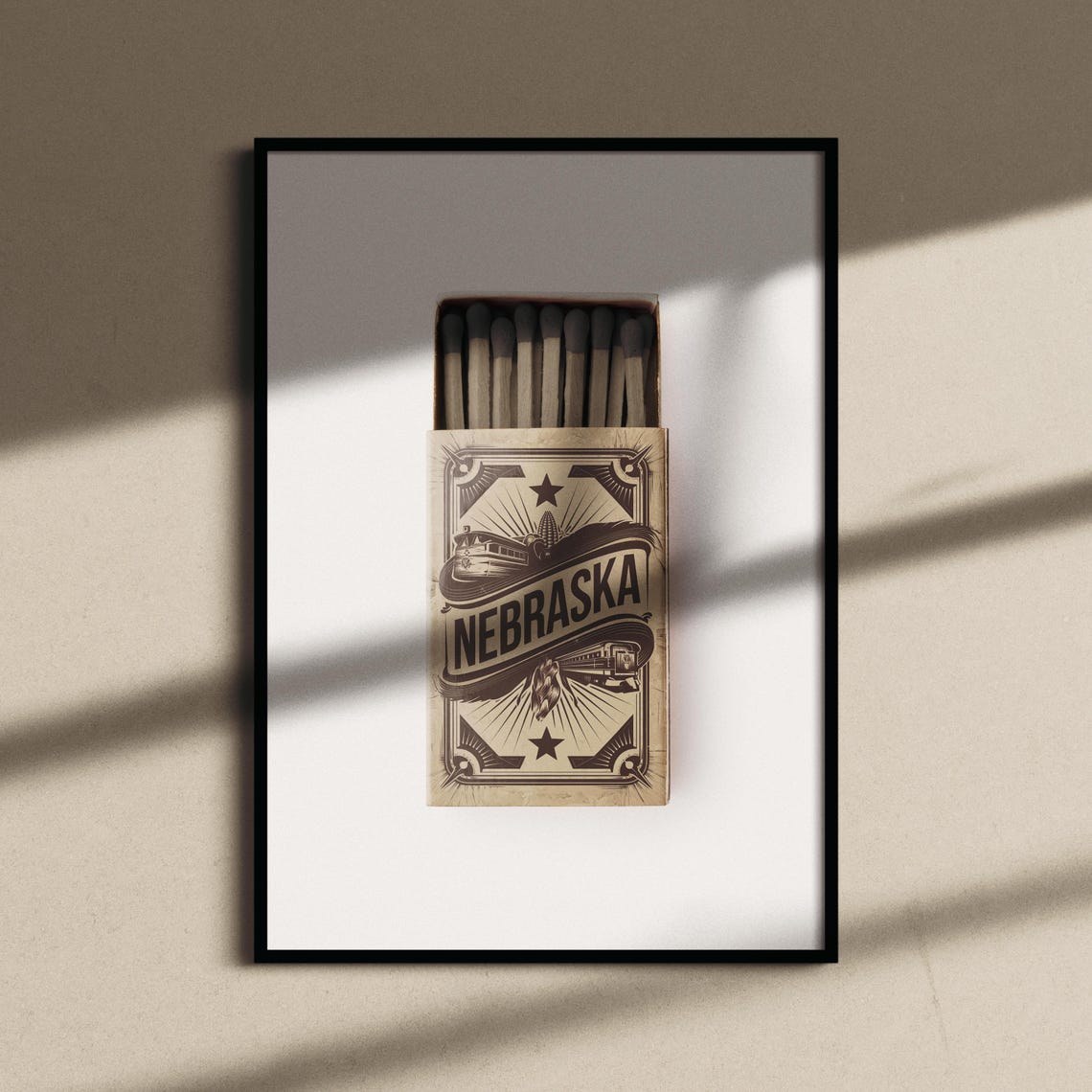 Nebraska Matchbox Vintage Train Corn Retro Kitchen Decor Print - Image 2