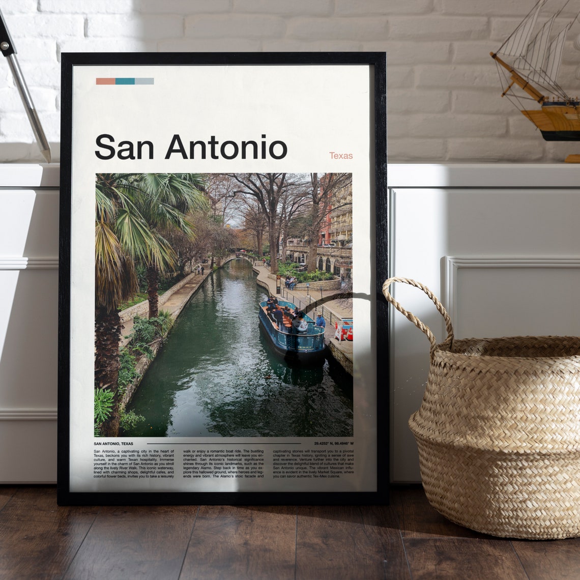 San Antonio Texas River Walk Waterfront Tour Boat Travel Poster - Image 4