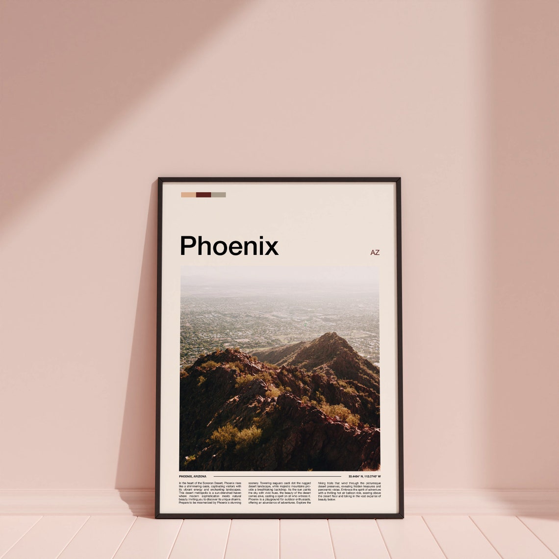 Phoenix Arizona Desert Mountain Overlook City Valley Sunrise Poster - Image 3
