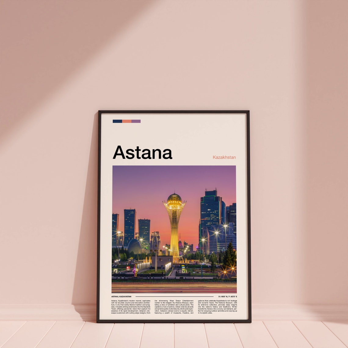 Astana Kazakhstan Bayterek Tower Golden Dusk Night Skyline Poster - Image 4