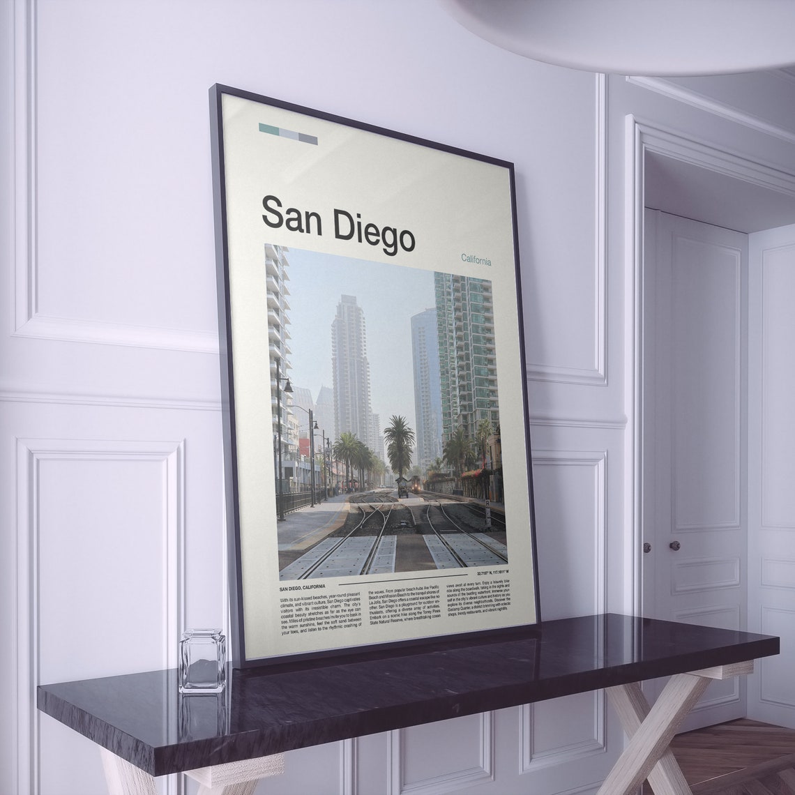 San Diego California Trolley Tracks Downtown Minimalist Photo Poster - Image 2