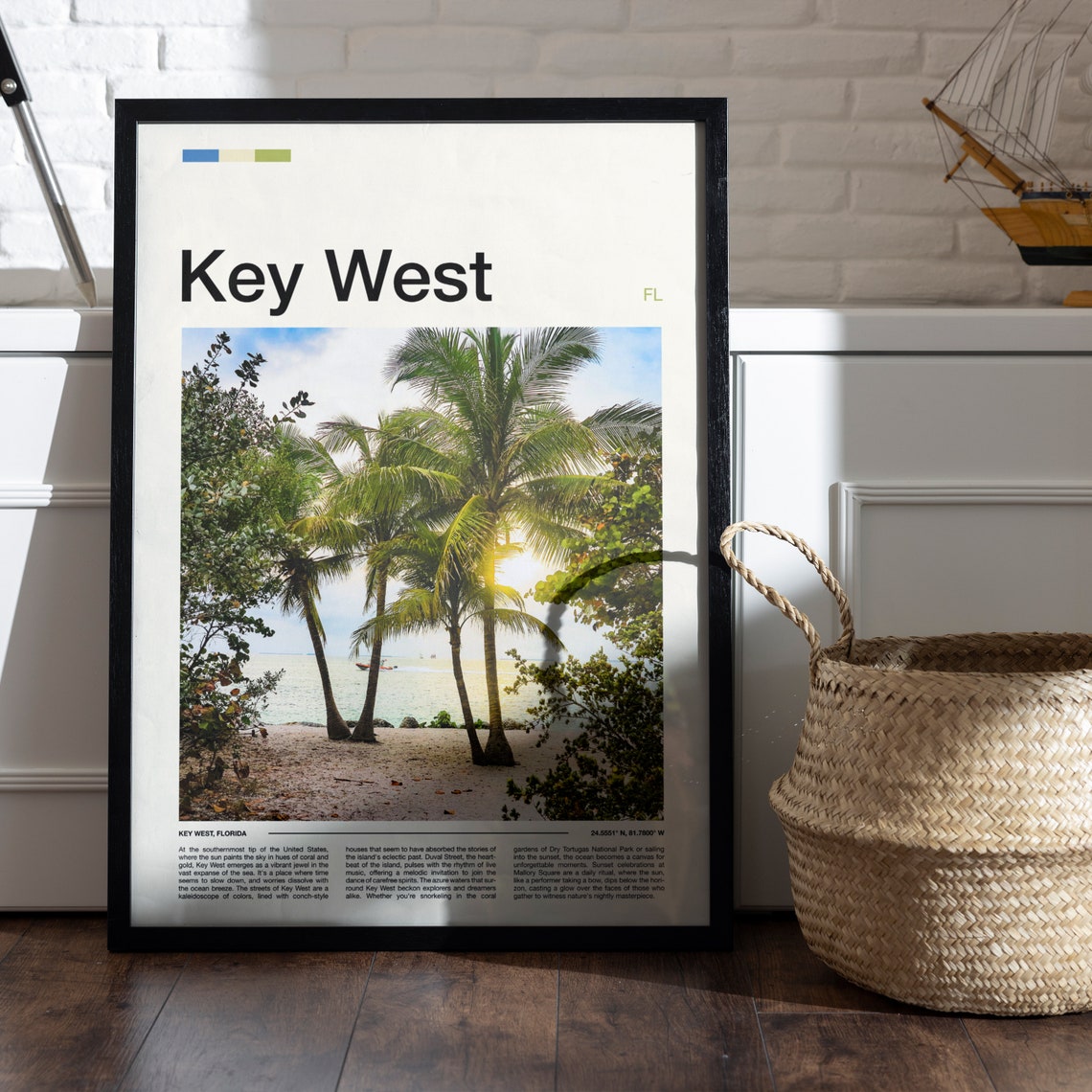 Key West Florida Palm Trees Beach Sunset Warm Golden View Poster - Image 5
