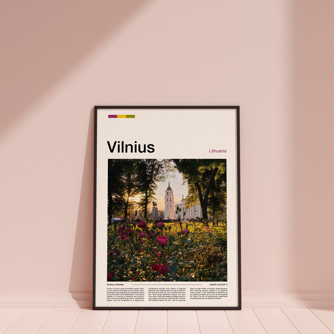 Vilnius Lithuania Cathedral Bell Tower Flower Garden Summer Poster - Image 3