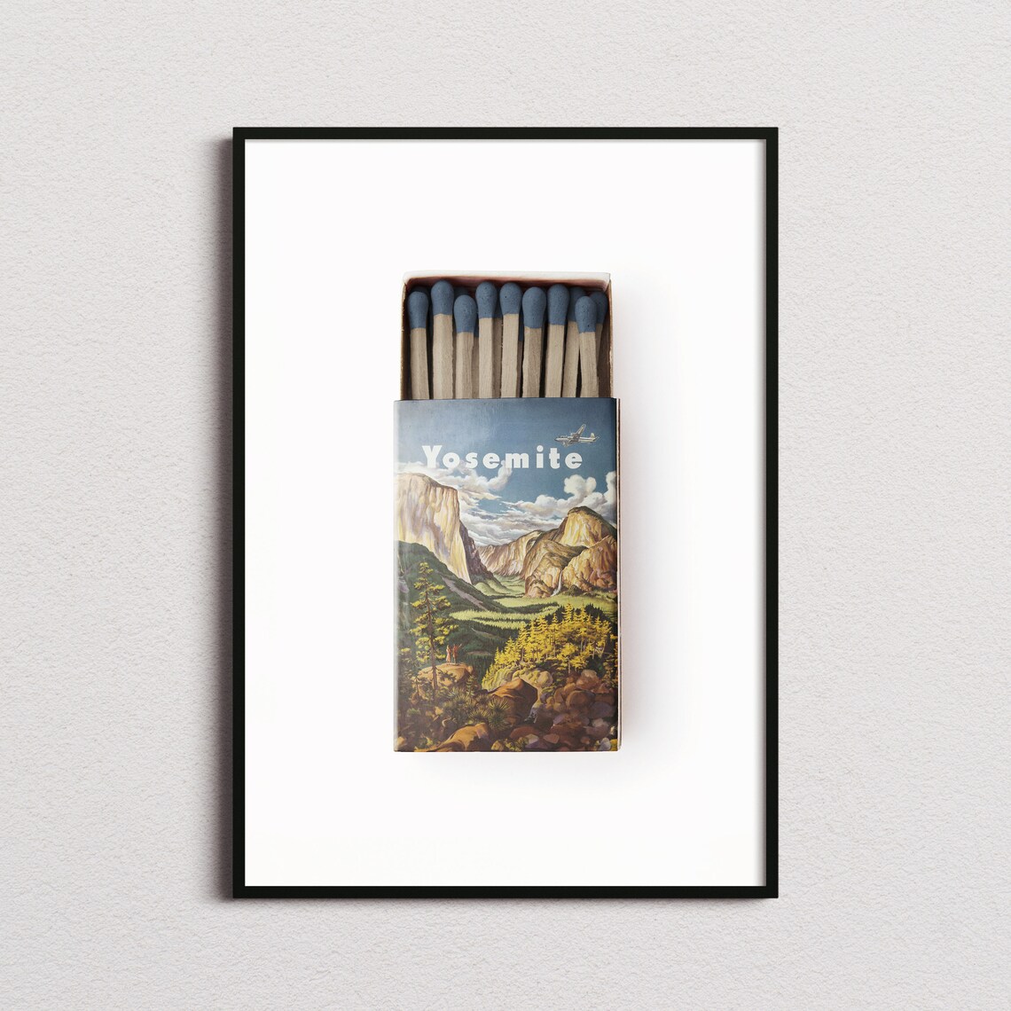 Yosemite Valley Vintage Matchbox Retro Art Scenic Mountain Poster