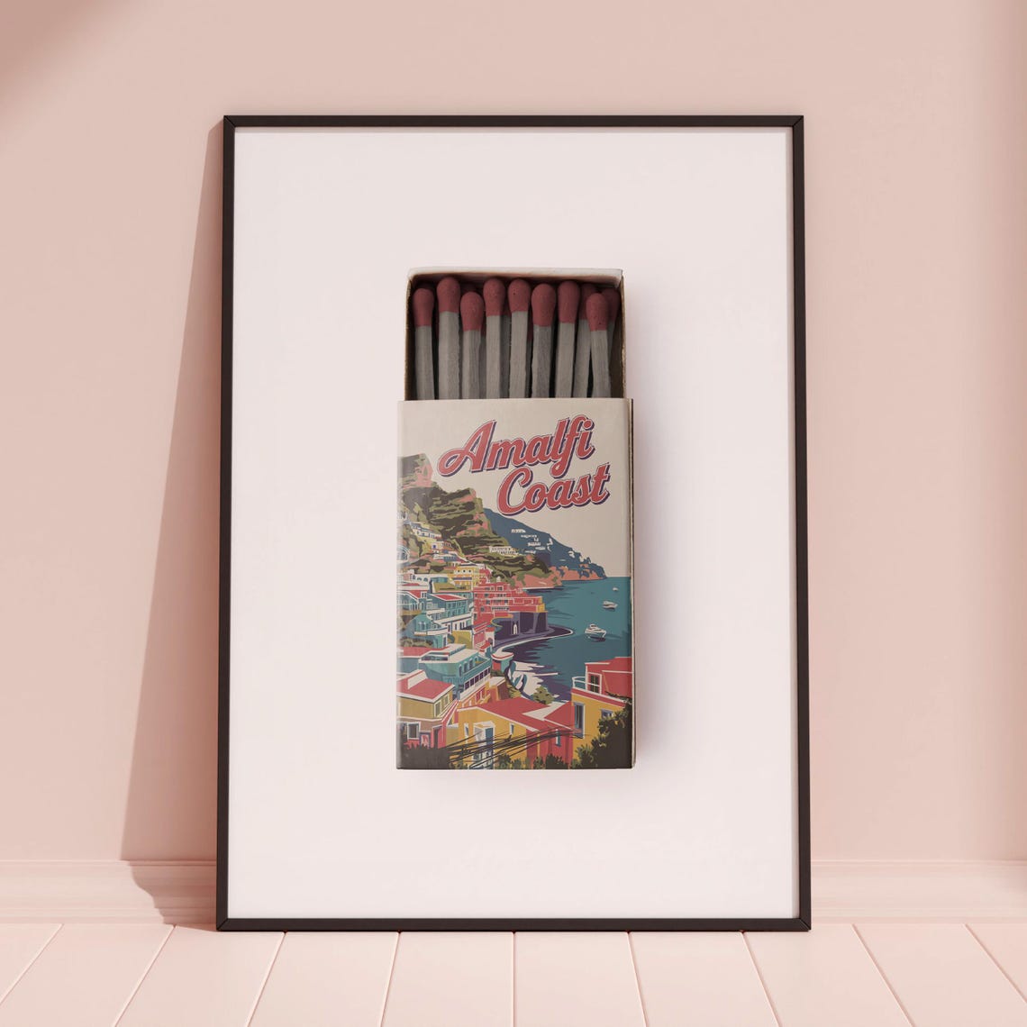 Amalfi Coast Italy Cliffside Village Vintage Matchbox Art Poster - Image 3