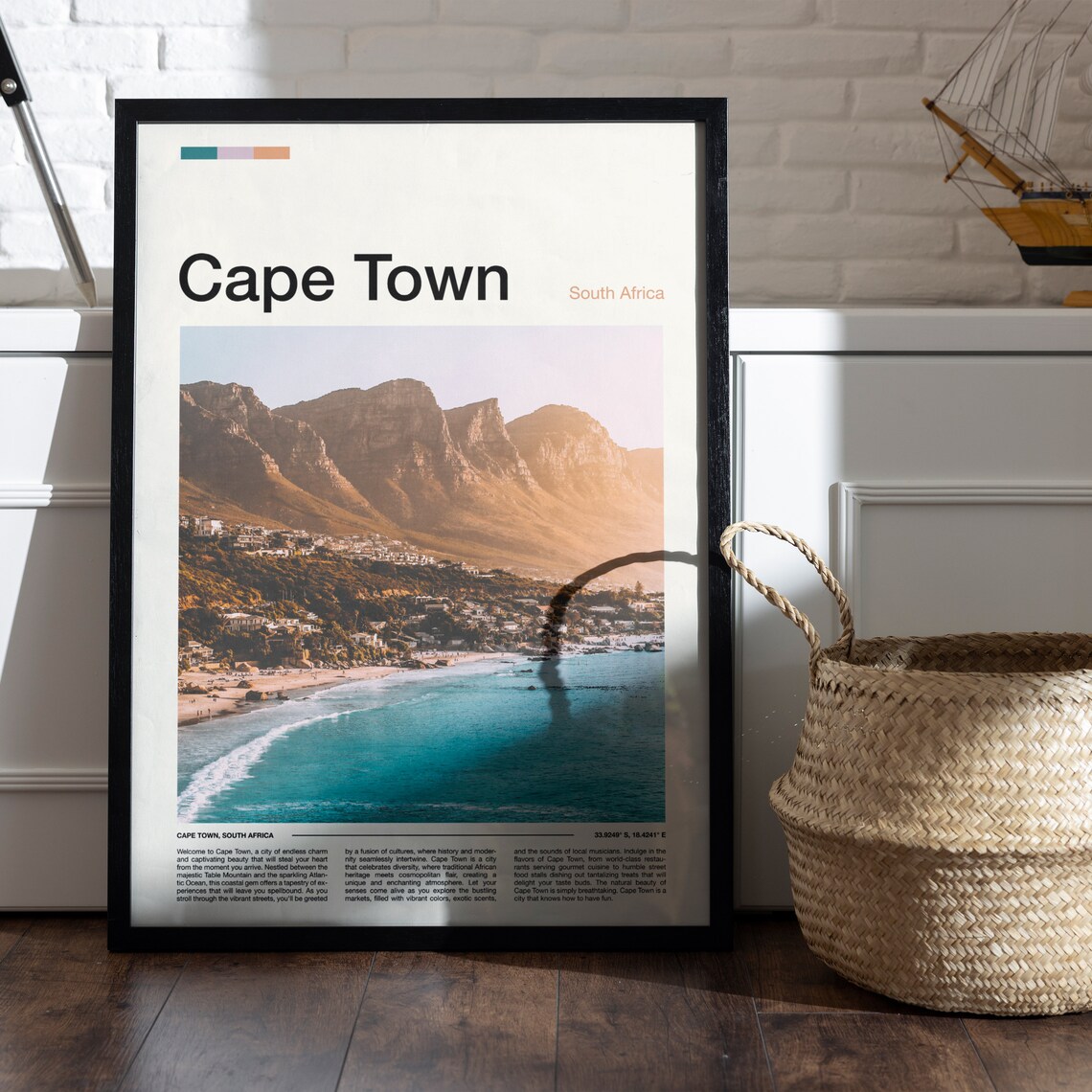 Cape Town South Africa Table Mountain Coastal City View Poster - Image 4