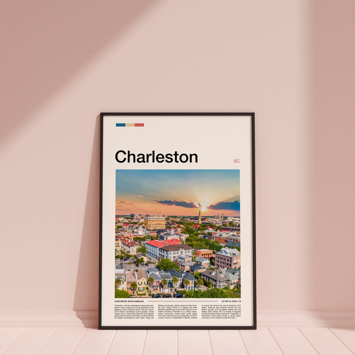 Charleston South Carolina Sunset Cityscape Historic Rooftop Poster - Image 4
