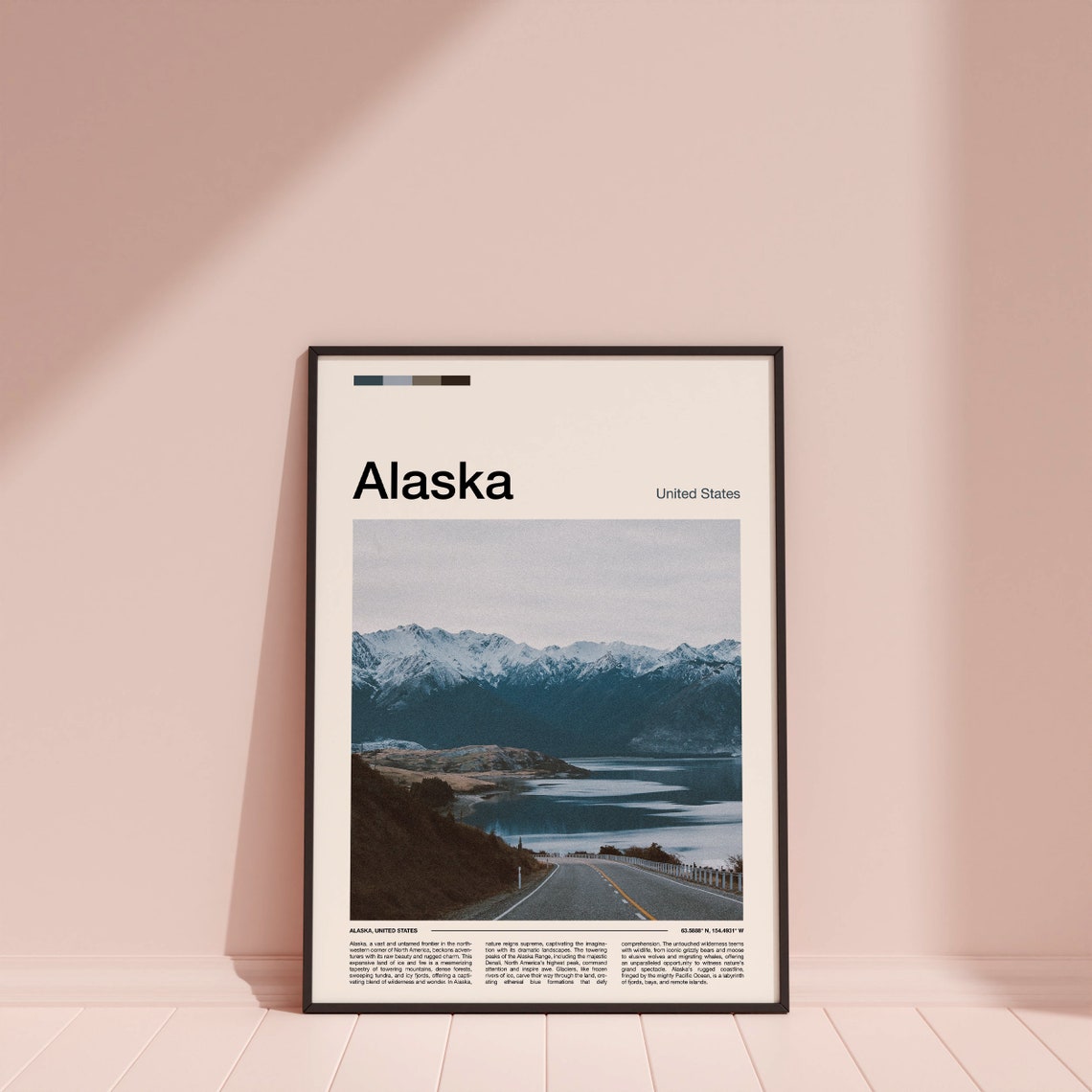 Alaska Mountain Range Snow Peaks Road Lake Scenic Drive Poster - Image 4