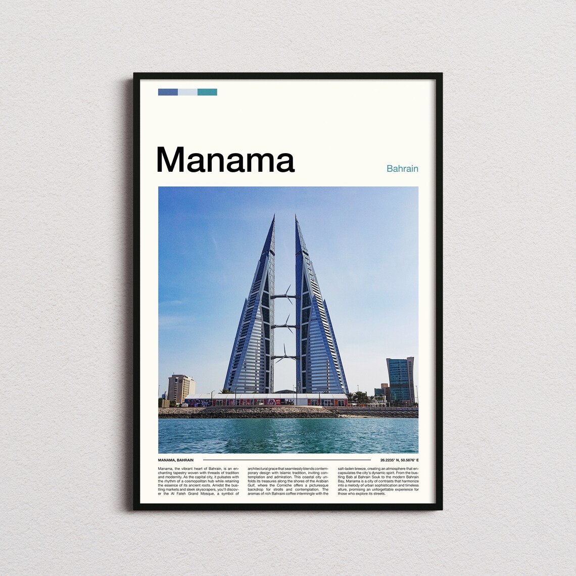 Manama Bahrain World Trade Center Towers Day View Art Poster