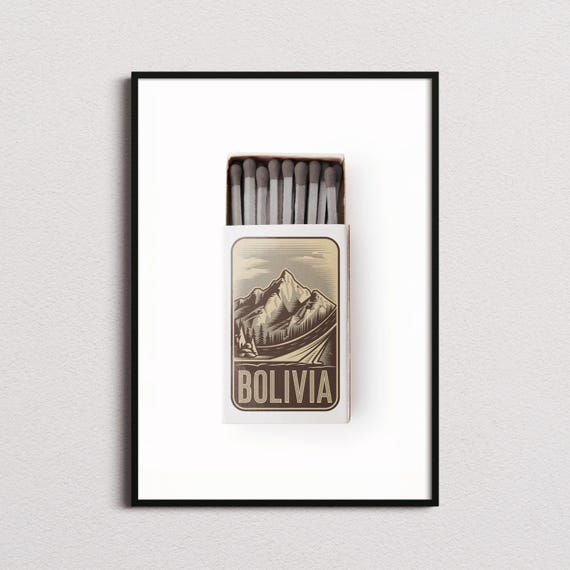 Bolivia Matchbox Print Bolivia Print Bolivia Poster Bolivia Wall Art Bolivia Art Print Bolivia Gifts
