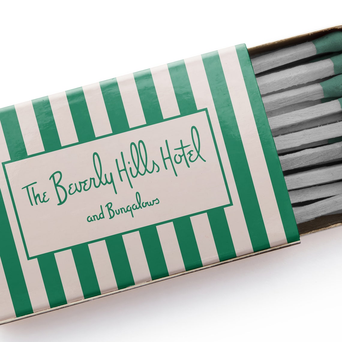 Beverly Hills Hotel Green Striped Vintage Matchbox Art Poster - Image 5