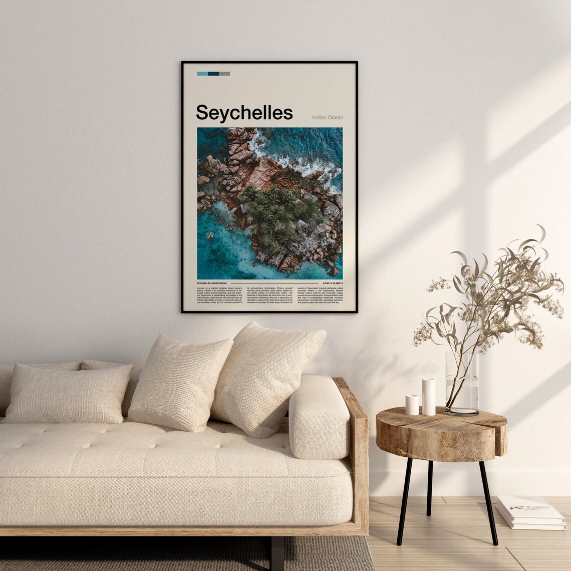 Seychelles Indian Ocean Aerial Island Rocks Tropical Travel Poster - Image 3