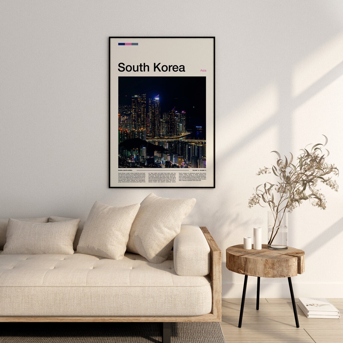 Busan South Korea Night Skyline Glowing Towers Asia Travel Poster - Image 3