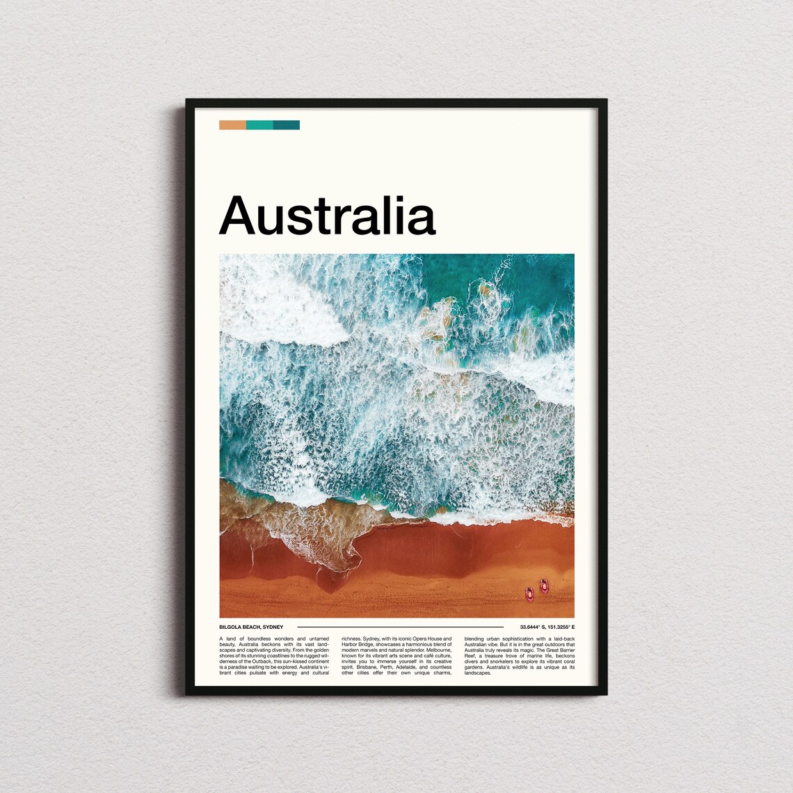 Australia Sydney Bilgola Beach Ocean Waves Aerial Travel Poster