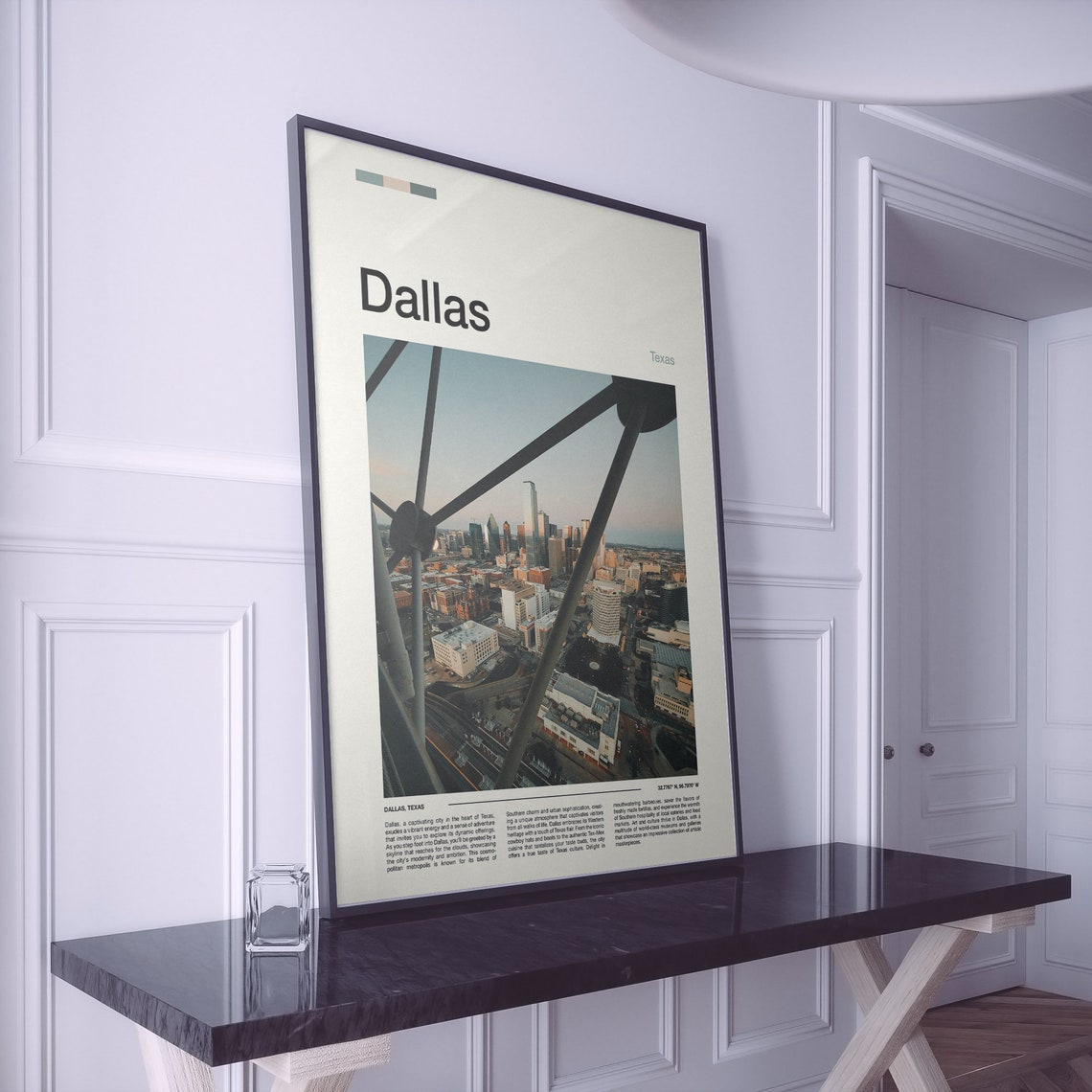 Dallas Texas Reunion Tower Skyline View Minimalist Photo Poster - Image 2