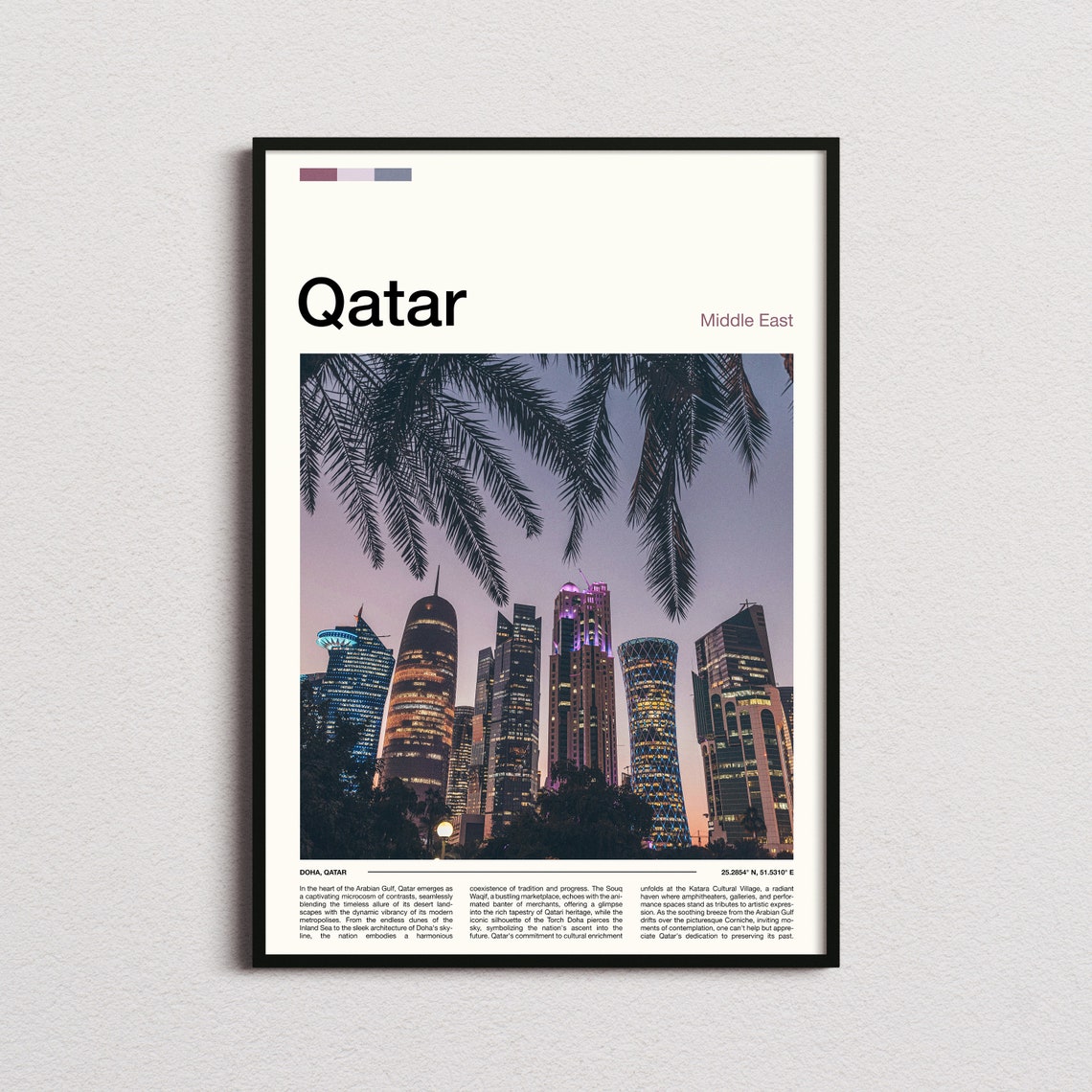 Qatar Print Qatar Poster Qatar Wall Art Qatar Art Print Qatar Photo Traveler Gifts Travel Poster