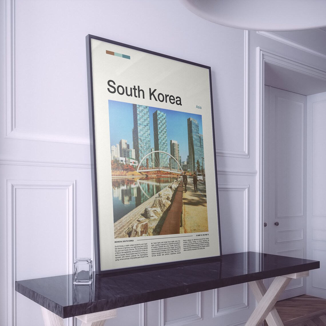 Incheon Songdo Modern Waterfront Towers Minimalist Travel Poster - Image 2