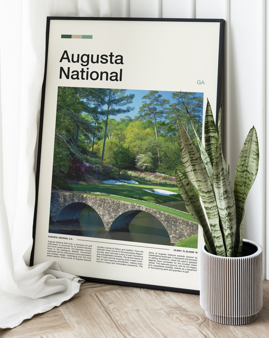 Augusta National Georgia Golf Course Stone Bridge Fairway Poster - Image 2