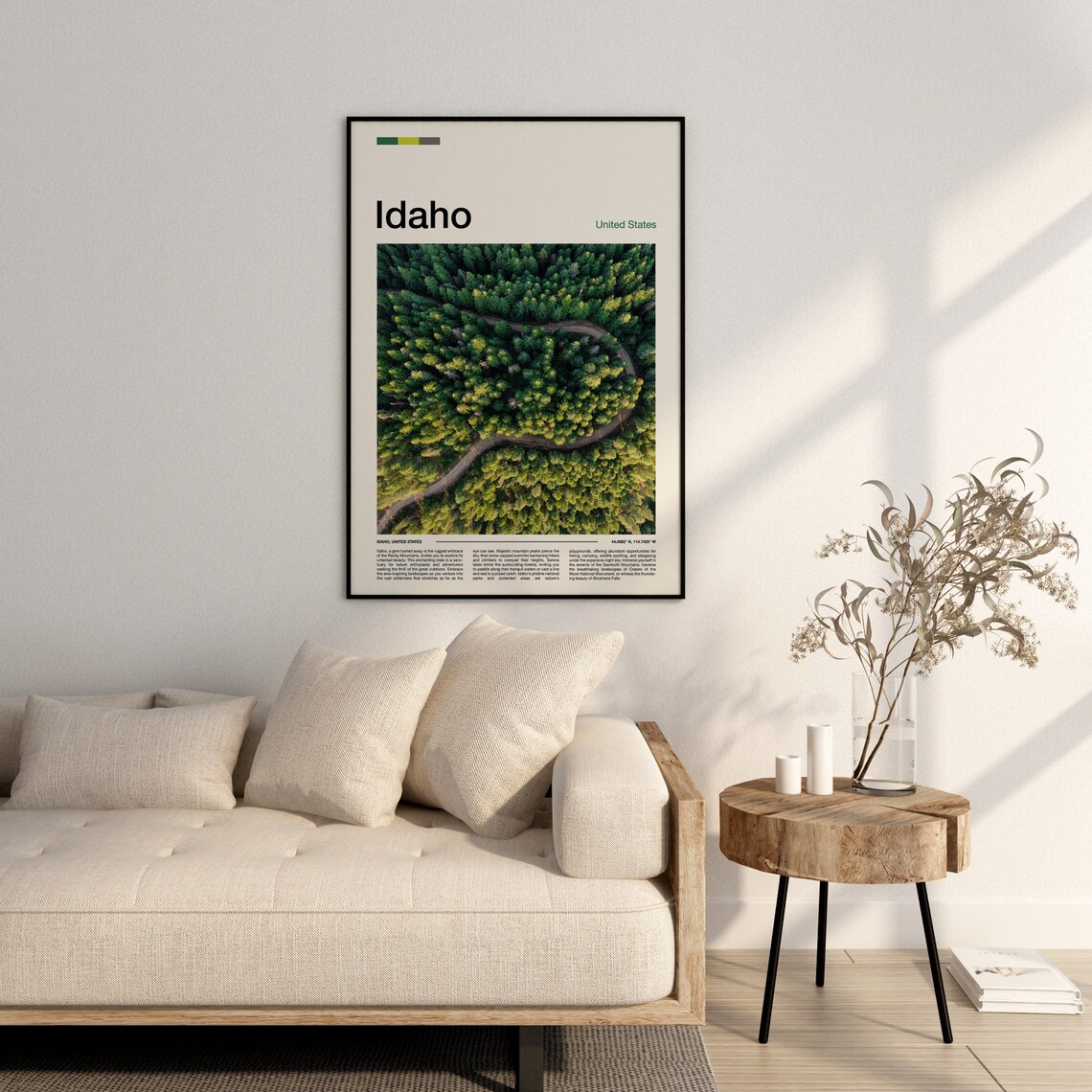 Idaho Aerial Pine Forest Winding Road Nature Minimal Travel Poster - Image 3