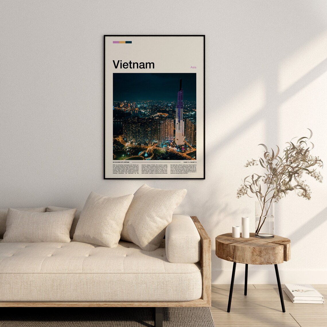 Ho Chi Minh City Night Skyline Vietnam Minimalist Travel Poster - Image 3