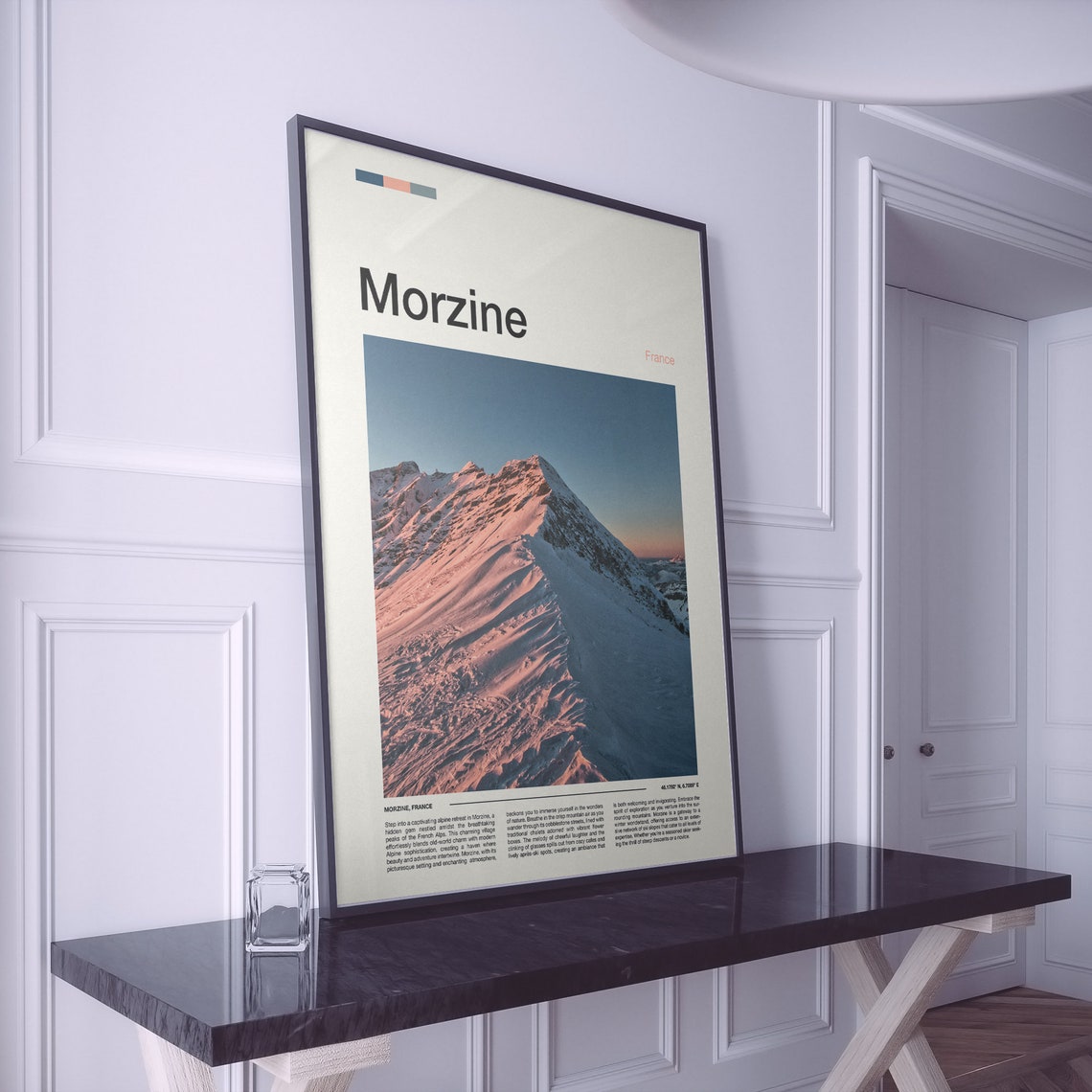 Morzine France Pink Alpenglow Light Snowy Mountain Ridge Poster - Image 2