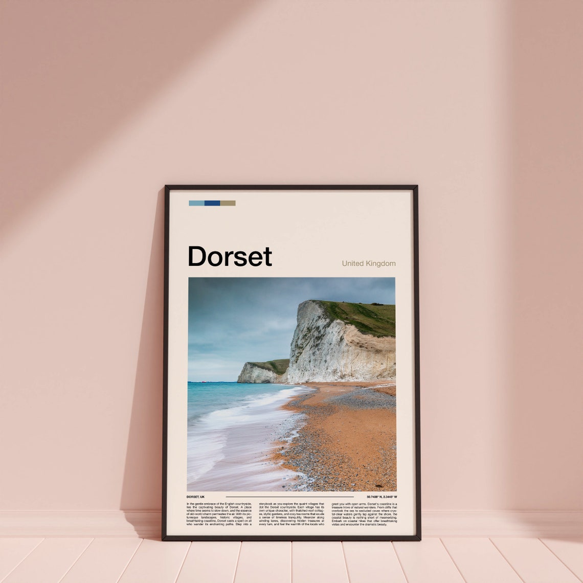 Dorset England Jurassic Coast White Chalk Cliffs Pebble Beach Poster - Image 4