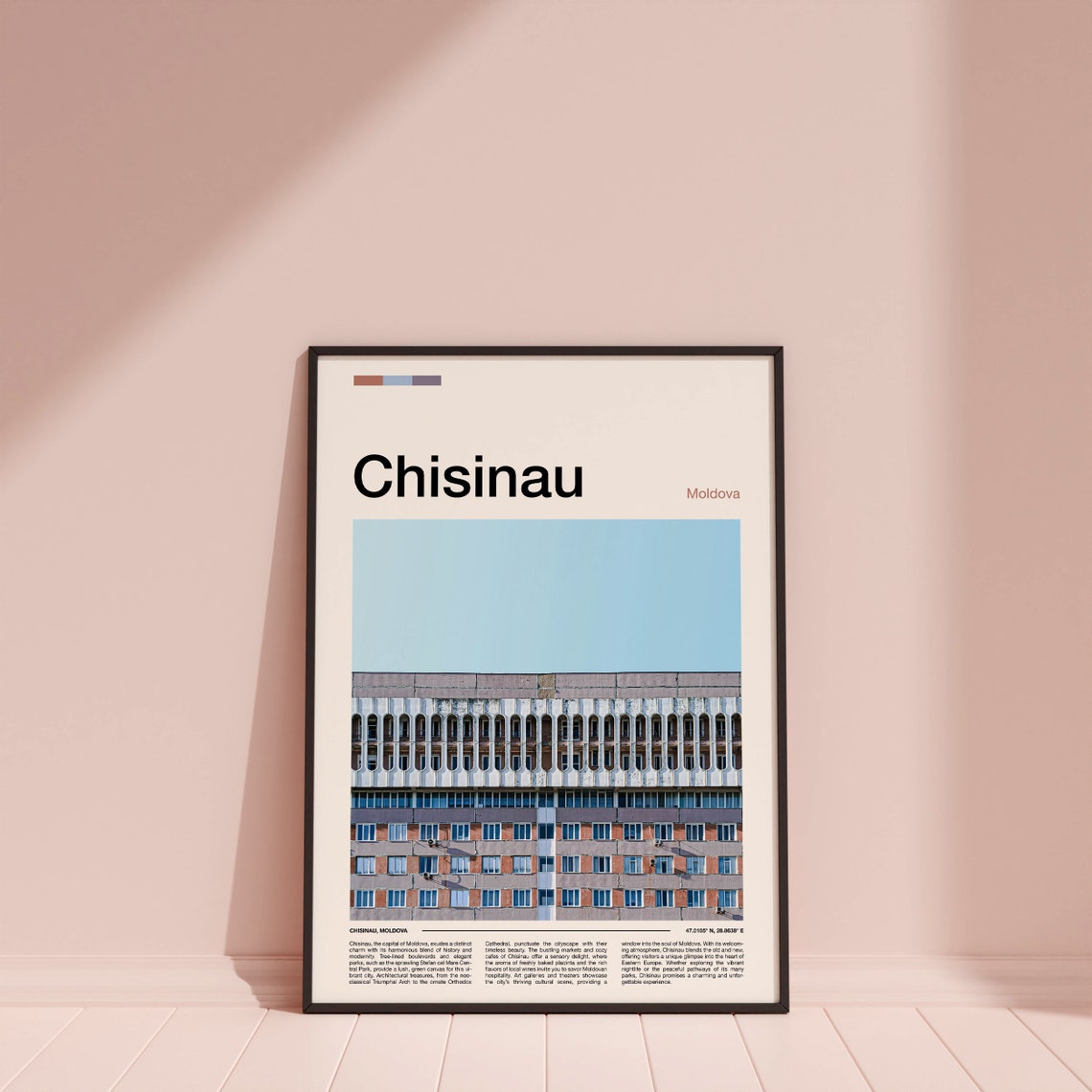 Chisinau Moldova Modernist Apartment Block Arched Facade Travel Poster - Image 4