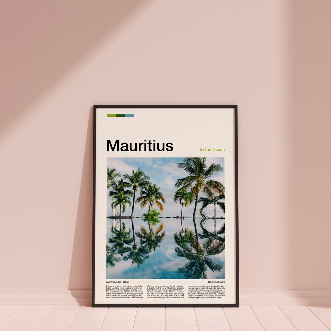 Mauritius Indian Ocean Palm Trees Infinity Pool Reflection Poster - Image 4