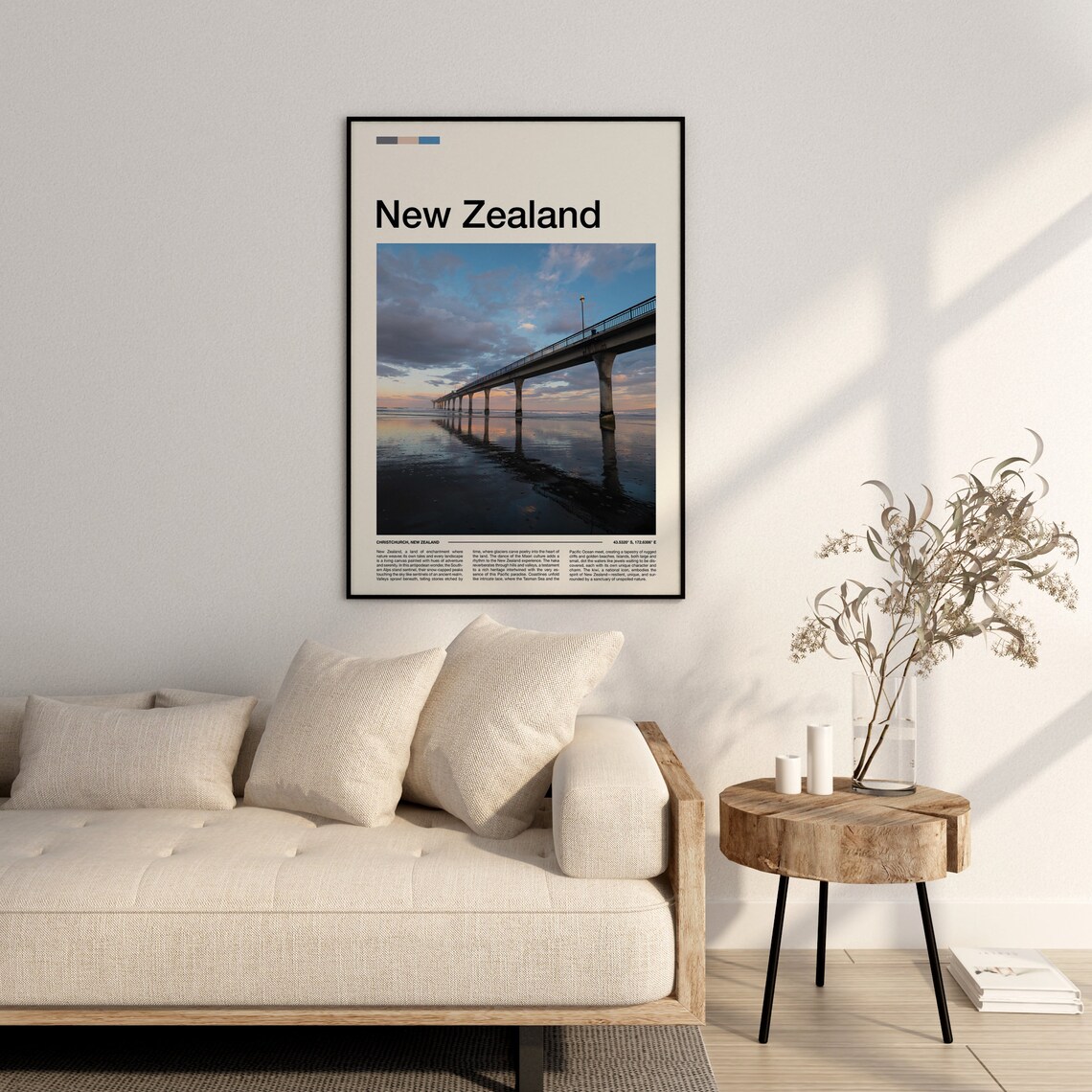 New Zealand Christchurch New Brighton Pier Sunset Photography Poster - Image 3