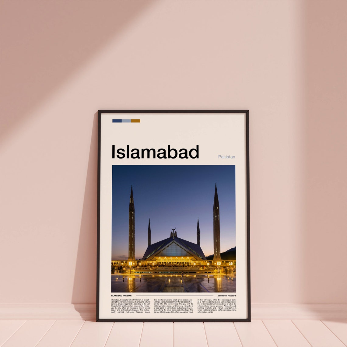 Islamabad Pakistan Faisal Mosque Illuminated Night Photo Poster - Image 4