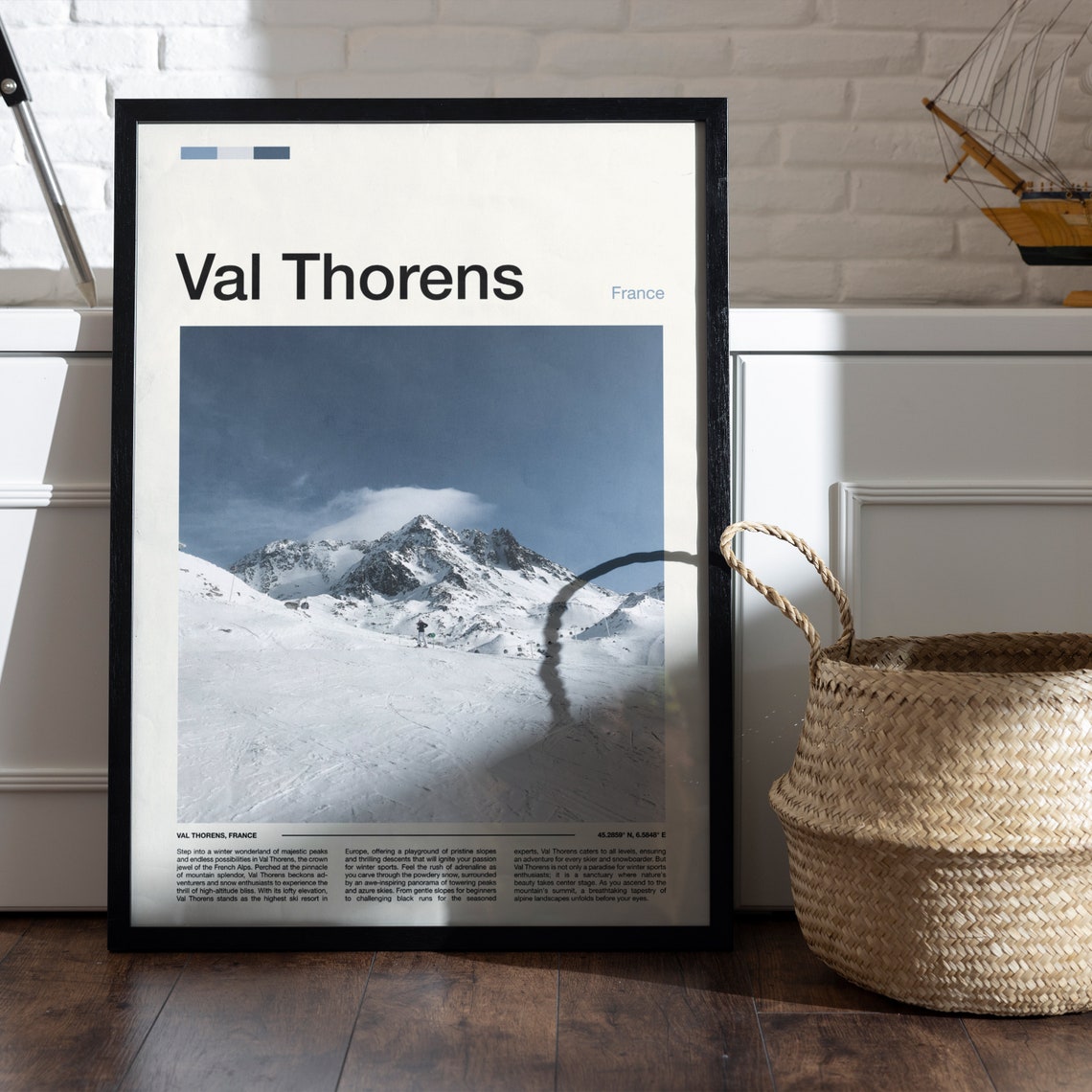 Val Thorens France Dramatic High Alpine Peak Lone Skier Snow Poster - Image 5
