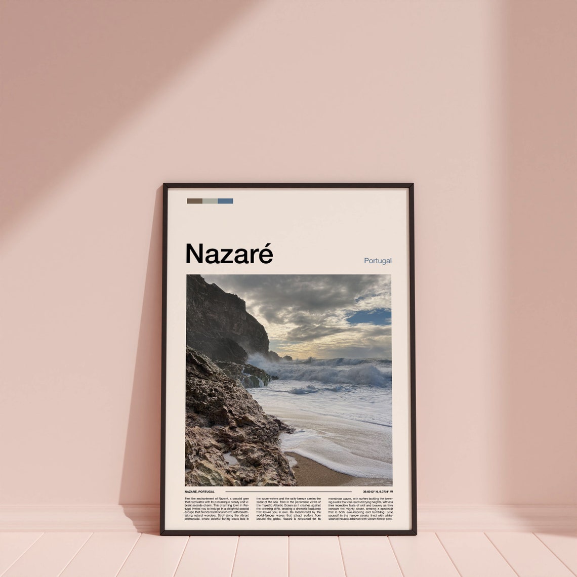 Nazare Portugal Giant Wave Crashing Cliffs Surf Photography Poster - Image 4