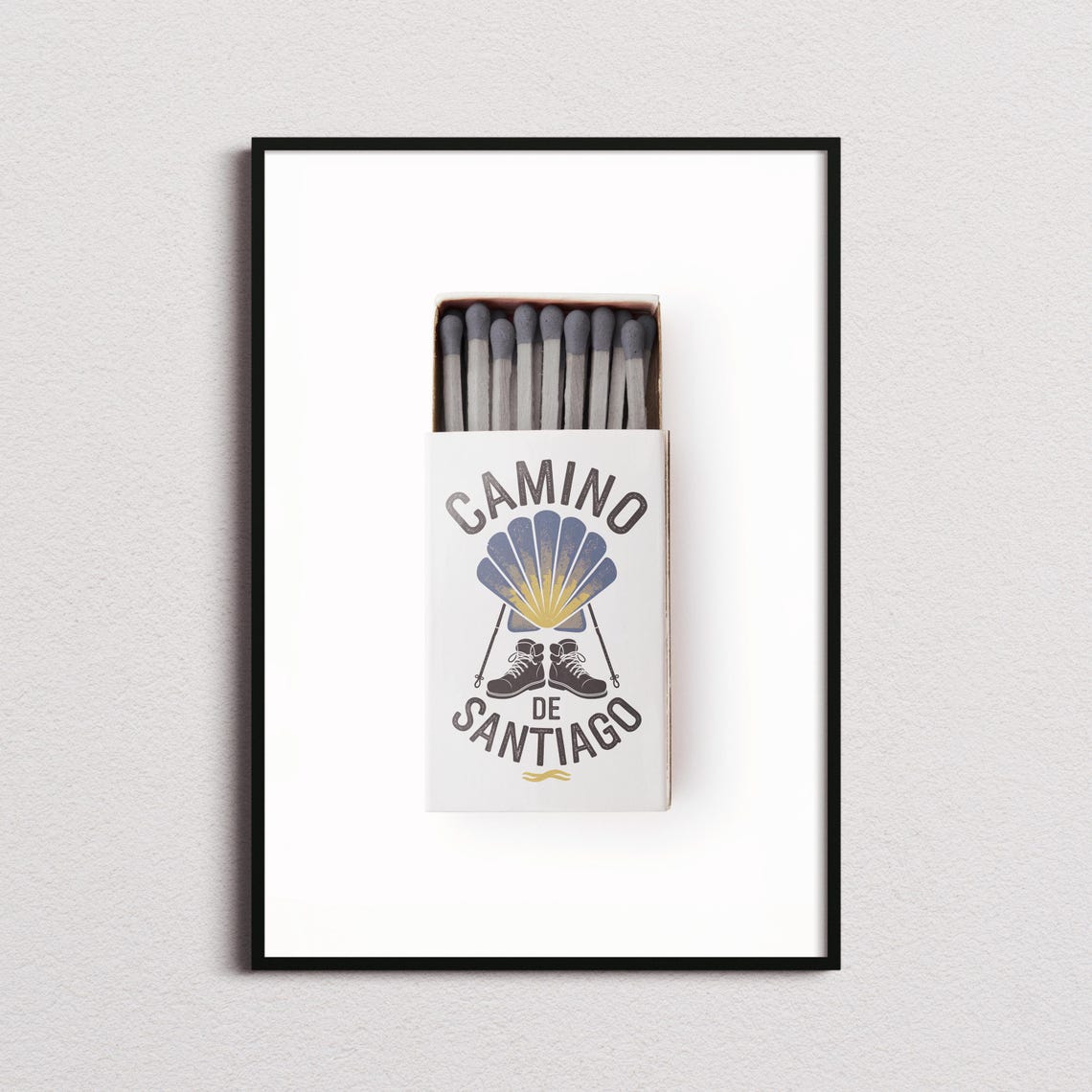 Camino de Santiago Pilgrim Scallop Shell Boots Travel Poster