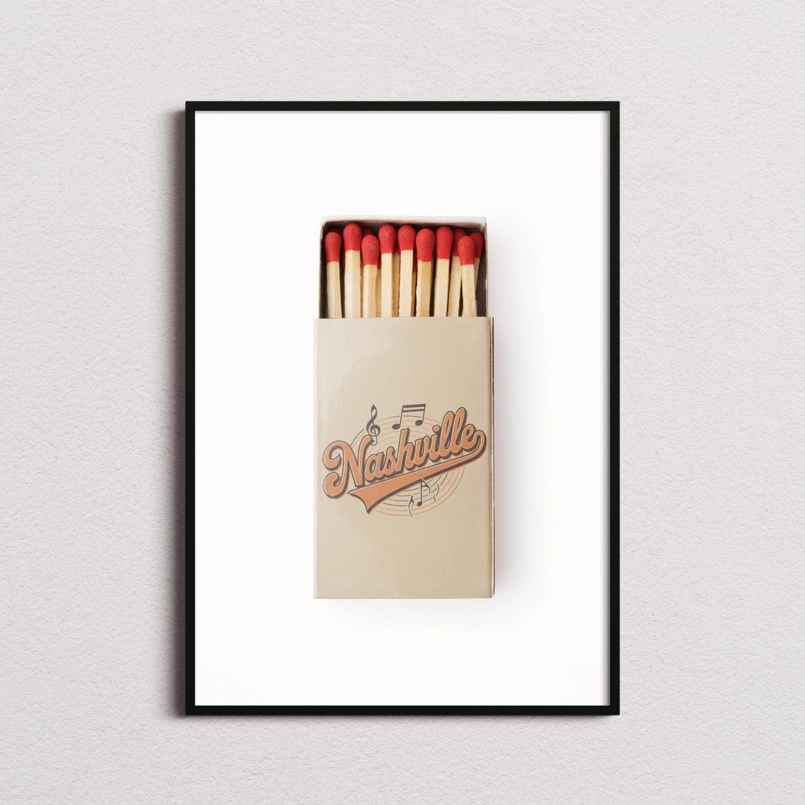 Nashville Tennessee Music City Matchbox Retro Script Logo Art Poster