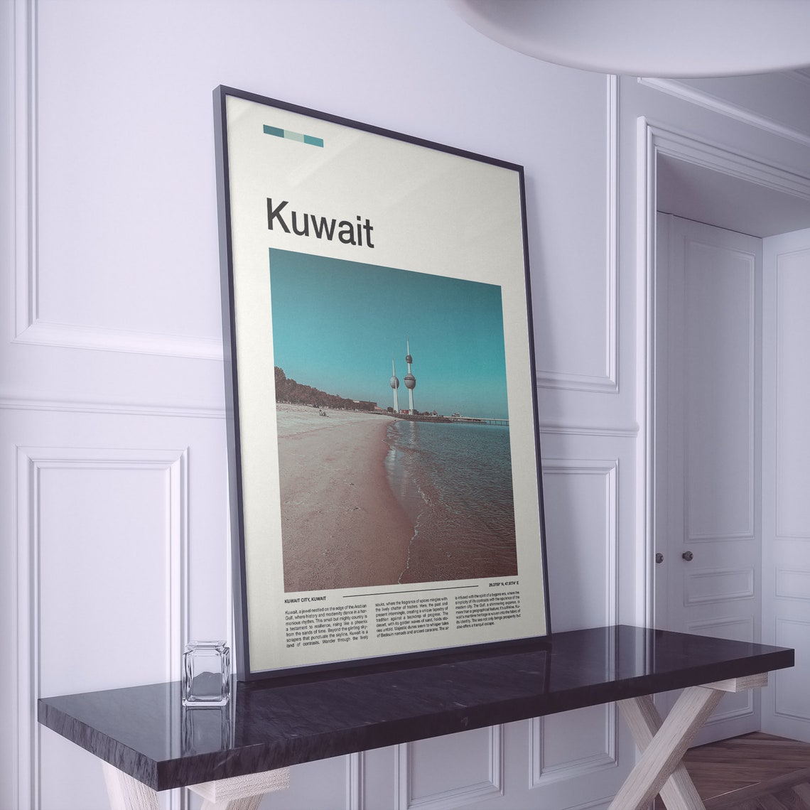 Kuwait City Kuwait Towers Beach Sunset Minimalist Travel Poster - Image 2