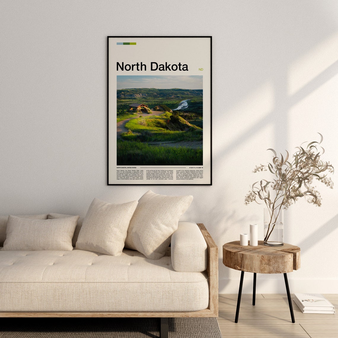 North Dakota Badlands River Overlook Rustic Cabin View Poster - Image 3