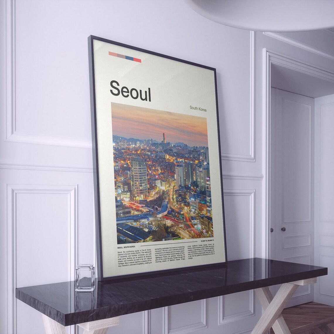 Seoul South Korea City Lights Night Skyline Panorama Art Poster - Image 2