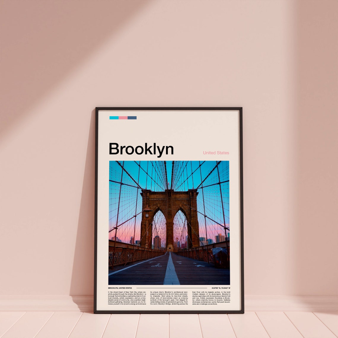 Brooklyn Bridge New York Iconic Walkway Sunset Arches Poster - Image 4