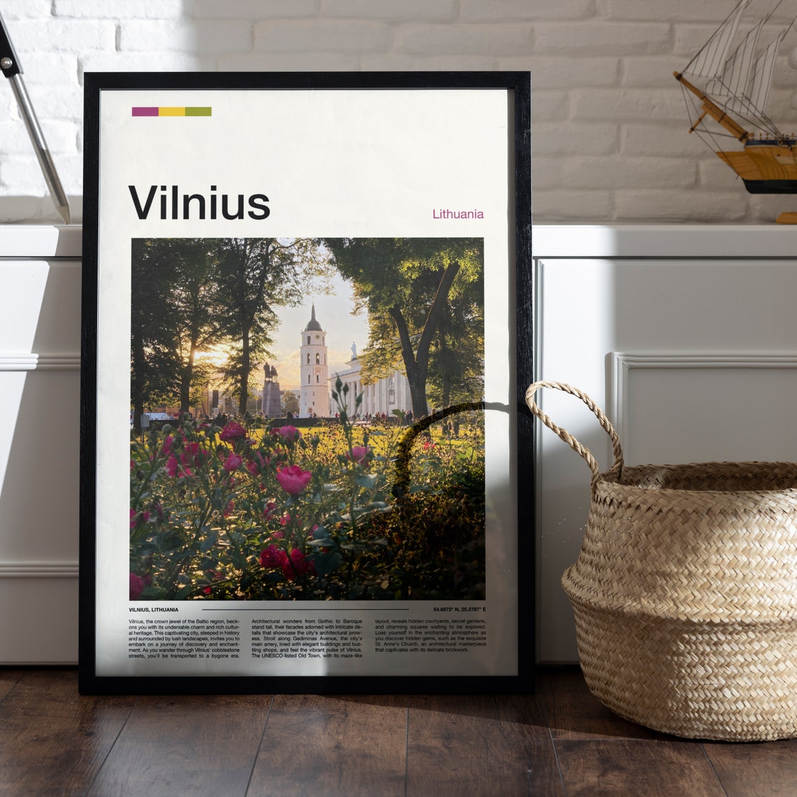 Vilnius Lithuania Cathedral Bell Tower Flower Garden Summer Poster - Image 4