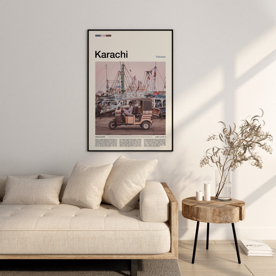 Karachi Pakistan Harbor Boats Tuk Tuk Minimalist Photo Poster - Image 3